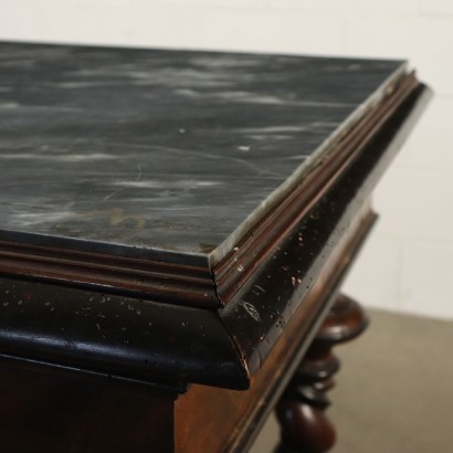 Important Table Parietal Noyer Marbre Bardiglio Italie Fin '600