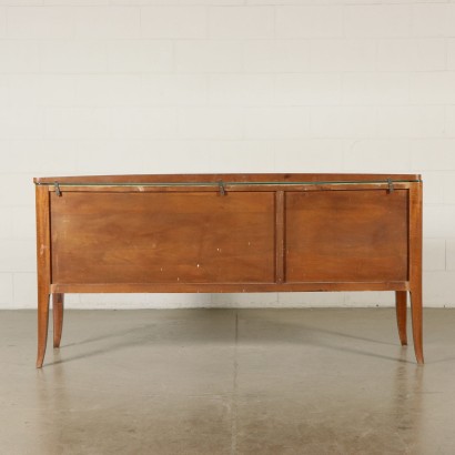 Chest of Drawers Mahogany Veneer Brass Glass Vintage Italy 1950s