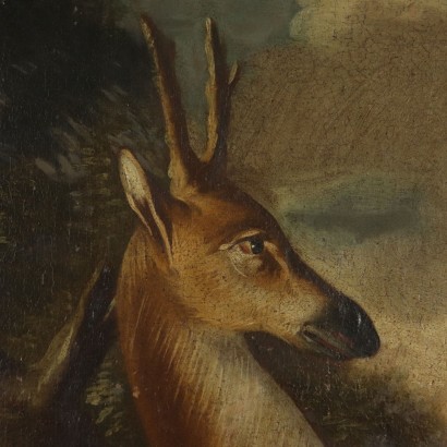 The Deer Hunting Oil on Canvas Painting 18th Century