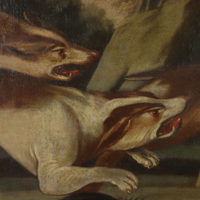 The Deer Hunting Oil on Canvas Painting 18th Century