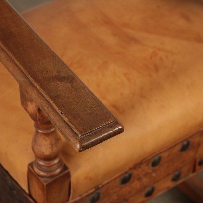 Walnut Highchair with Leather Italy 19th Century