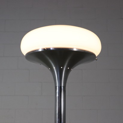 Floor Lamp Chromed Aluminium Glass Vintage Italy 1970s