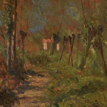 Landscape by Giovanni Borgonovo Glimpse with House 20th Century