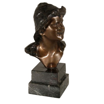 Sculpture Giovanni De Martino Bronze Marbre noir Italie '900
