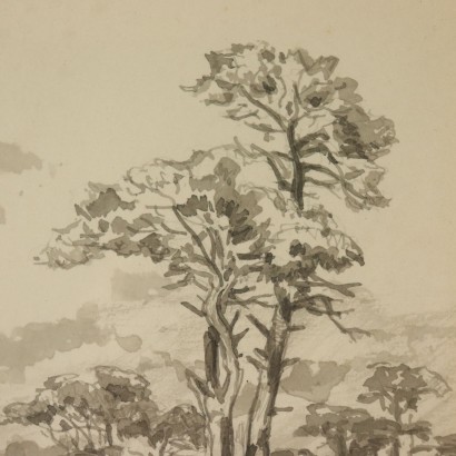 Aquarell von Giuseppe Puricelli Guerra Landschaft 19. Jahrhundert