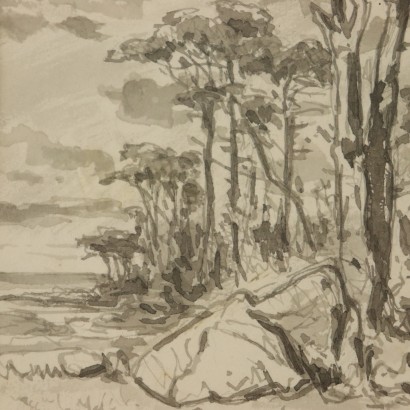 Aquarell von Giuseppe Puricelli Guerra Landschaft 19. Jahrhundert