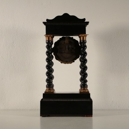 Pendule Bois ébonisé Erable Bronze Métal Japy Fréres France '800