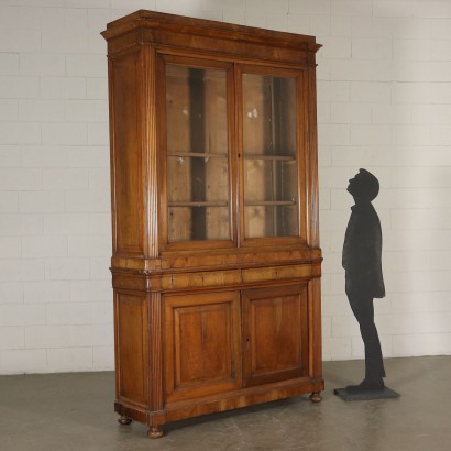 Double Body Bookcase Walnut Italy 19th Century