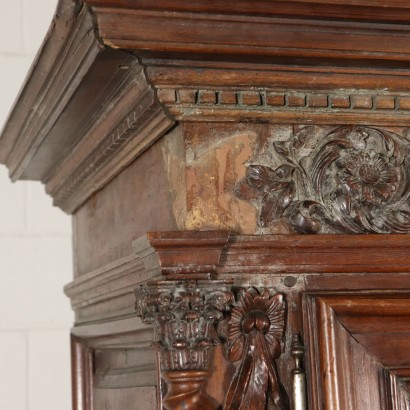 Carved Double Body Cupboard Walnut Italy Late 1600s