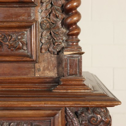 Carved Double Body Cupboard Walnut Italy Late 1600s