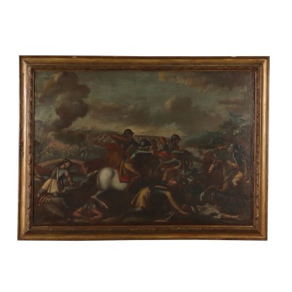 Battle Scene Large Oil on Canvas 17th Century