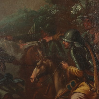 Battle Scene Large Oil on Canvas 17th Century