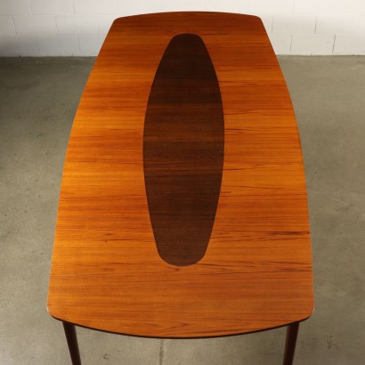 Large Table Teak Veneer Vintage Manufactured Italy 1960s