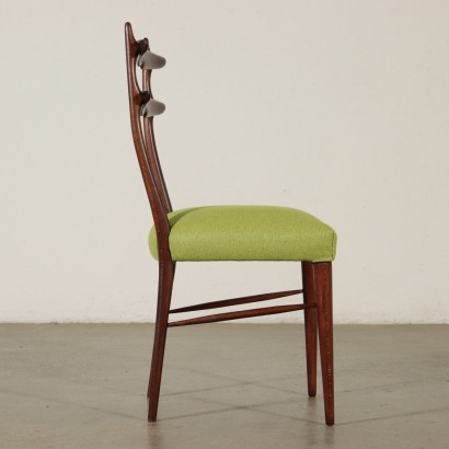 Six Chaises Placage de Hêtre teint Mousse Tissu Italie Années 50-60