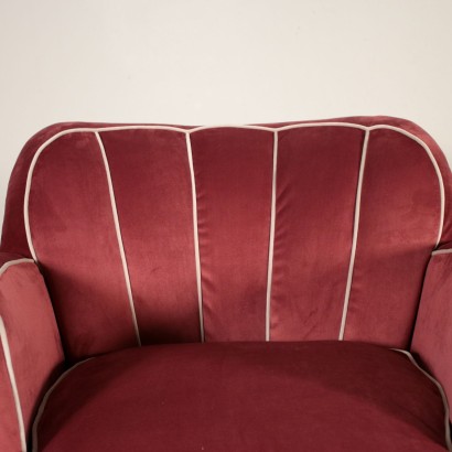 Ein Paar Sessel Sprung Samt Feder Vintage Italien 40er Jahre