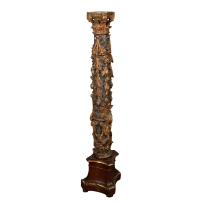 Lacquered Carved Column Italy 17th Century