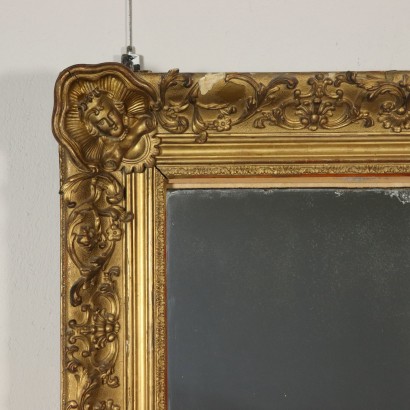 Large Gilded Mirror Manufactured in Italy 19th Century