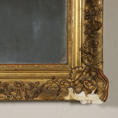 Large Gilded Mirror Manufactured in Italy 19th Century