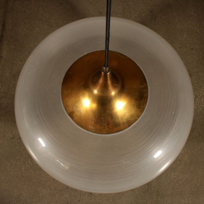 Ceiling Lamp Brass Transparent Methacrylate Vintage Italy 1960s