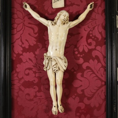 Frame with Ivory Christ Refined Inlays Florence Italy 1800s