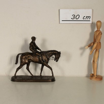 Jockey zu Pferd Bronzeskulptur Italien 19. Jahrhundert