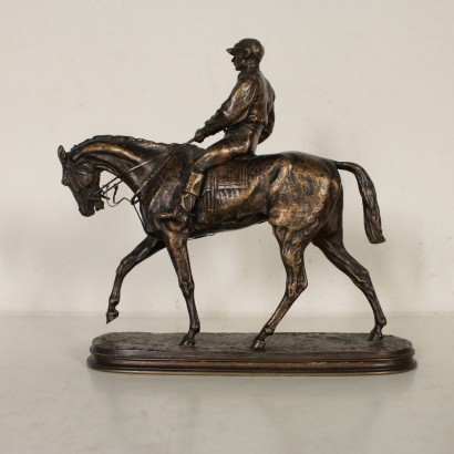 Jockey zu Pferd Bronzeskulptur Italien 19. Jahrhundert