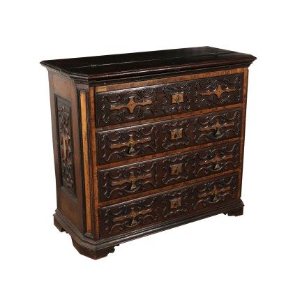 Large Carved Chest of Drawers Walnut Italy Early 18th Century