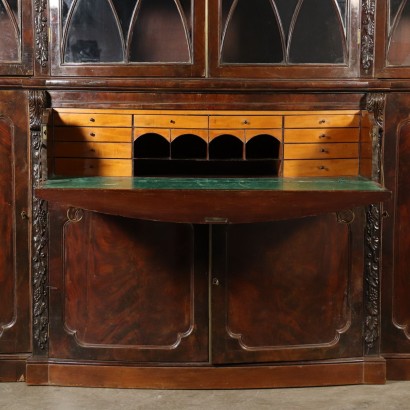 Large Bookcase Six Blocks Maple Mahogany England Mid 1800s