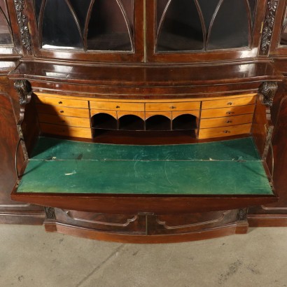 Large Bookcase Six Blocks Maple Mahogany England Mid 1800s