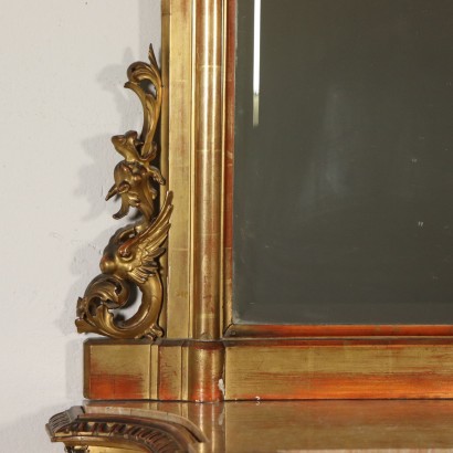 Revival Console Table with Mirror Marble Italy Late 1800s