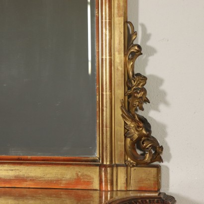 Revival Console Table with Mirror Marble Italy Late 1800s