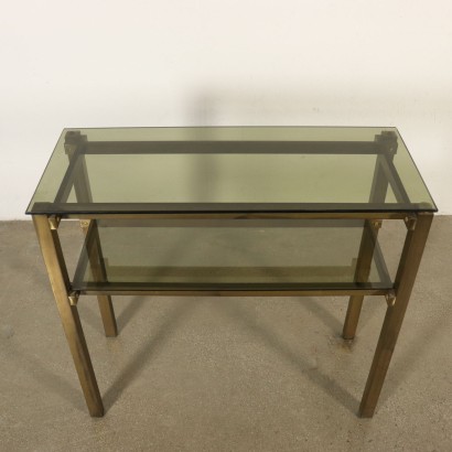 Console Table with Mirror Brass Glass Vintage Italy 1970s