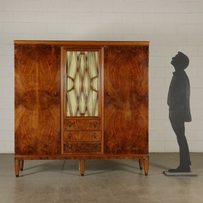 Armoire Art Decò Verre Bois Bronze Italie '900