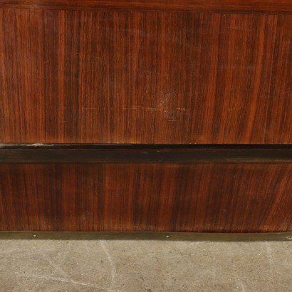 Buffet Rosewood Veneer Glass Vintage Italy 1950s