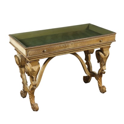 Table with Shrine Gilded Lacquered Wood Italy Late 1800s