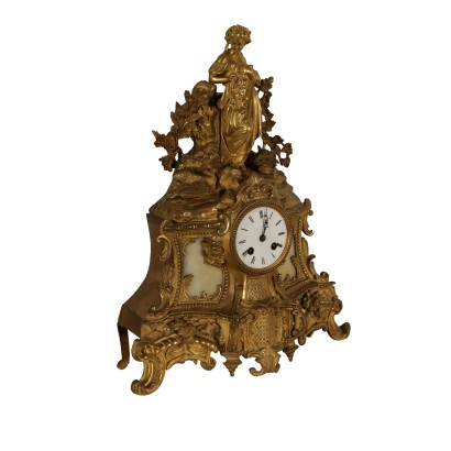 Pendule d'Appui Bronze doré Marbre blanche Vincenti & C.France Fin'800