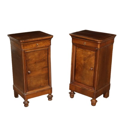 Pair of Nightstands Walnut Italy Mid 19th Century