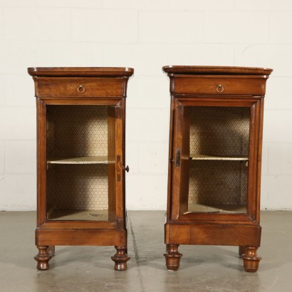 Pair of Nightstands Walnut Italy Mid 19th Century