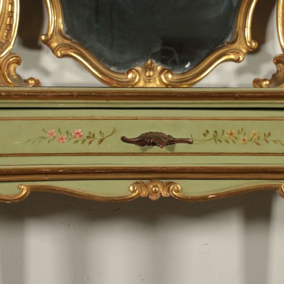 Lacquered Console with Mirror Italy First Half of 1900s