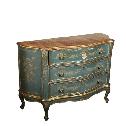 Revival Chest of Drawers Lacquered Wood Italy 20th Century