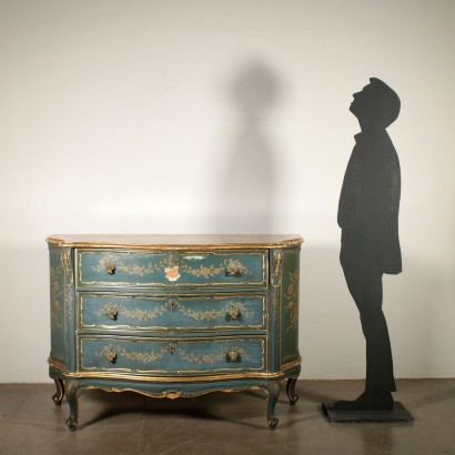 Revival Chest of Drawers Lacquered Wood Italy 20th Century