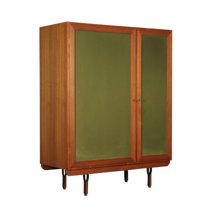 Armoire Placage de Teck Tissu Métal Bois Italie Années 60