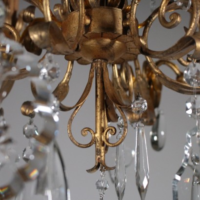 Chandelier with Six Arms Crystal Pendants Italy Late 1800s