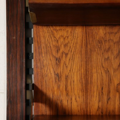 Wall Bookcase Rosewood Veneer Brass Vintage Italy 1960s