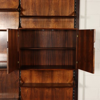 Wall Bookcase Rosewood Veneer Brass Vintage Italy 1960s