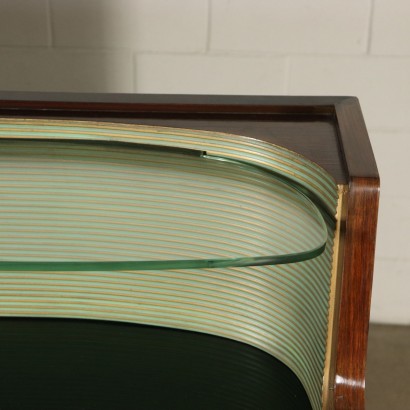 Buffet Rosewood Veneer Glass Top Vintage Italy 1950s