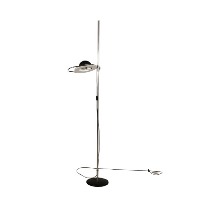 Lampadaire Métal chromé Aluminium laqué Vintage Italie Années 60