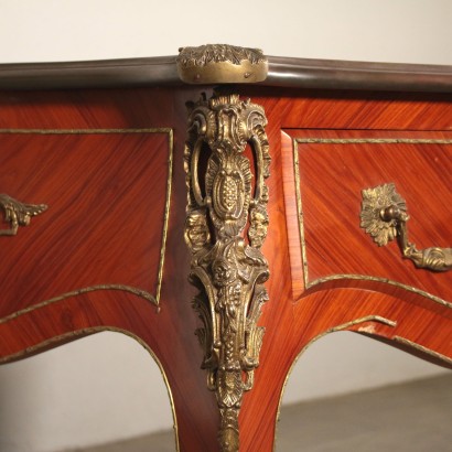 Desk Serpentine Legs Drawers Italy Mid 20th Century