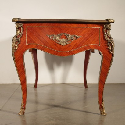 Bureau Placage de Bois de Rose Cuir Bronze Italie Moitié '900