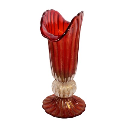 Vase Recalling Barovier's Style Blown Glass Murano 20th Century